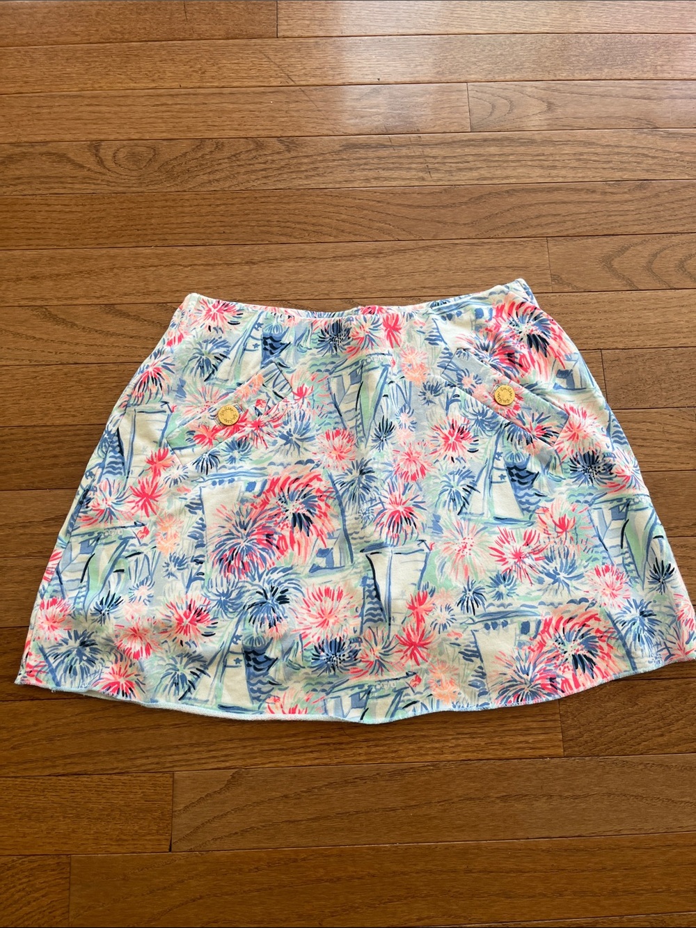Lilly Pulitzer Tropical Floral A-Line Skirt in Pink, Blue & Green